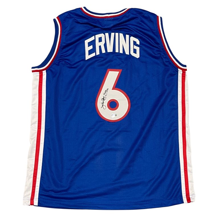 Julius Erving Signed Philadelphia 76ers Custom Jersey Dr J Ins Beckett W BAS COA