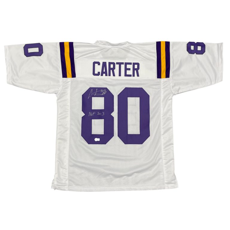 Cris Carter Signed Vikings Custom Jersey w/ HOF 2013 Beckett Witness BAS COA