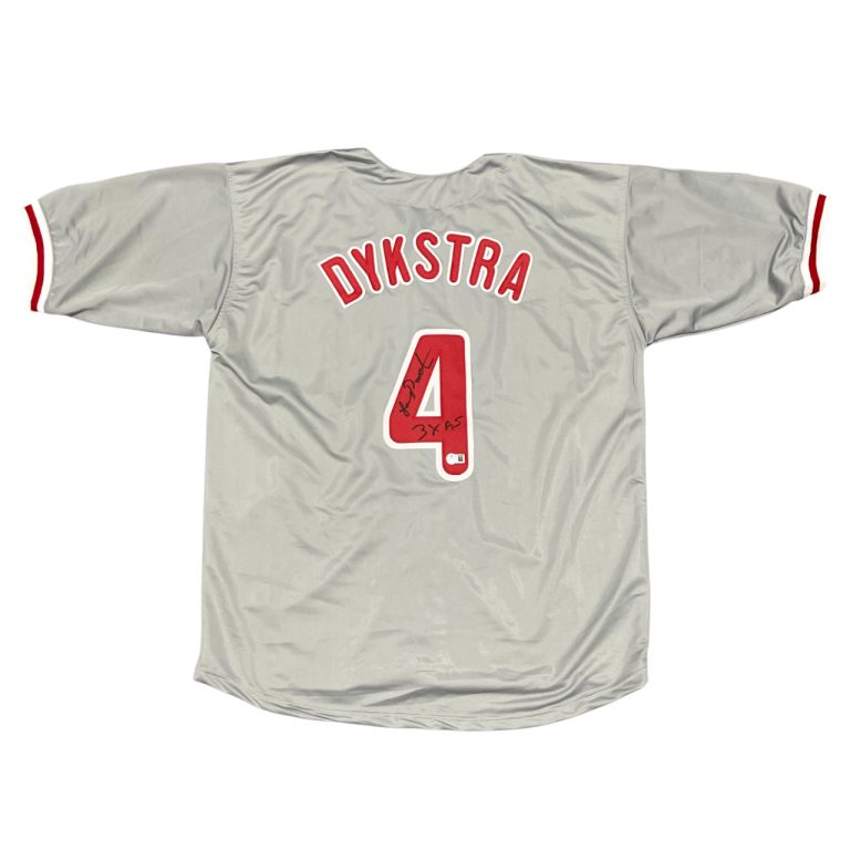 Lenny Dykstra Signed Phillies Custom Jersey w/ 3x AS Beckett Witness BAS COA