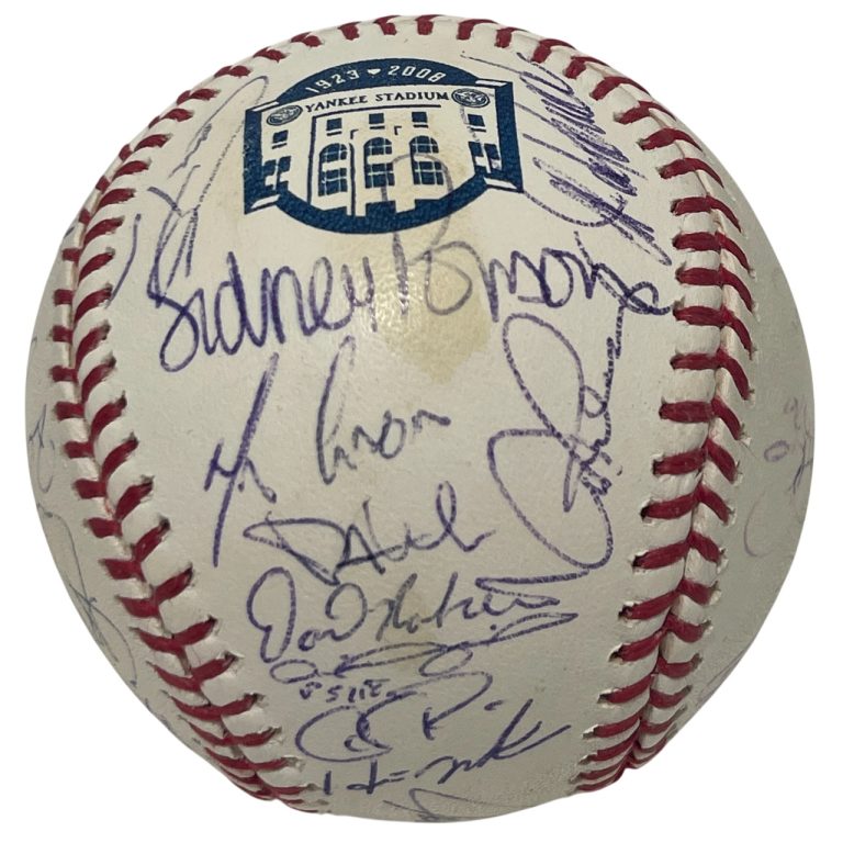 2008 New York Yankees (36) Signed Autographed Final Season Logo Baseball JSA LOA