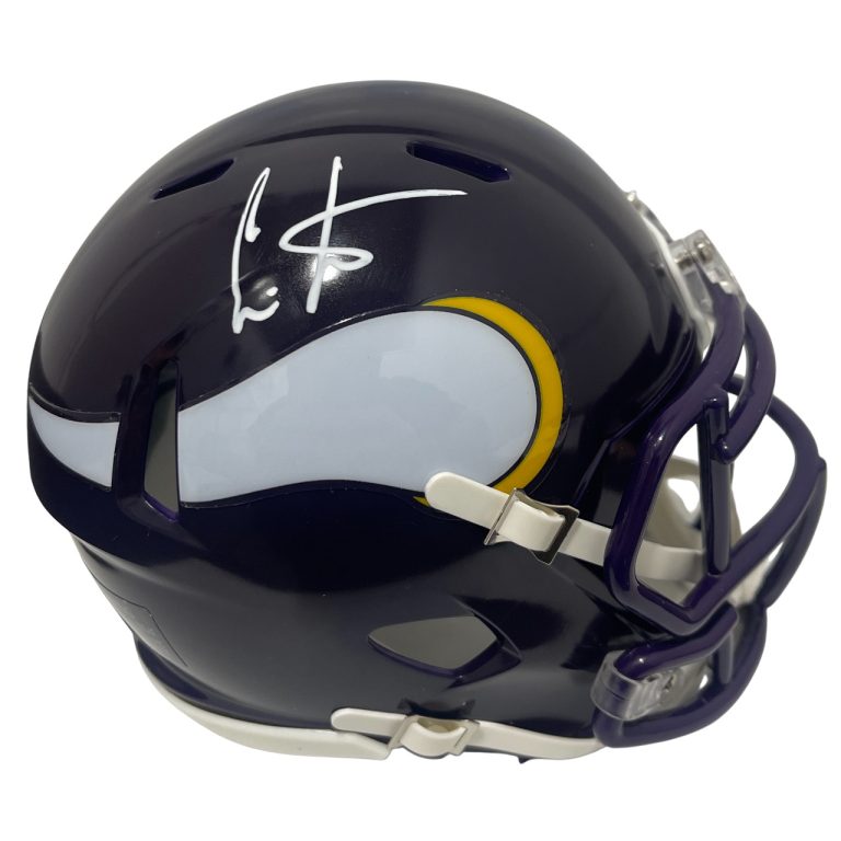 Cris Carter Signed Minnesota Vikings TB Mini Helmet Beckett Witness BAS COA