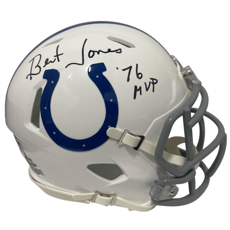 Bert Jones Signed Colts Speed Mini Helmet w/ 76 MVP Beckett Witness BAS COA