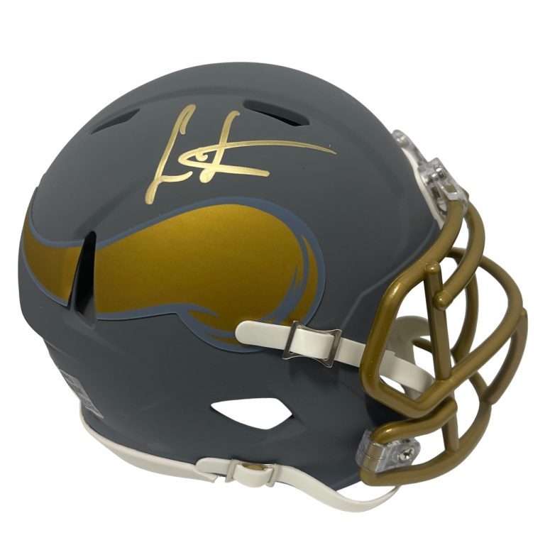 Cris Carter Signed Minnesota Vikings Slate Mini Helmet Beckett Witness BAS COA