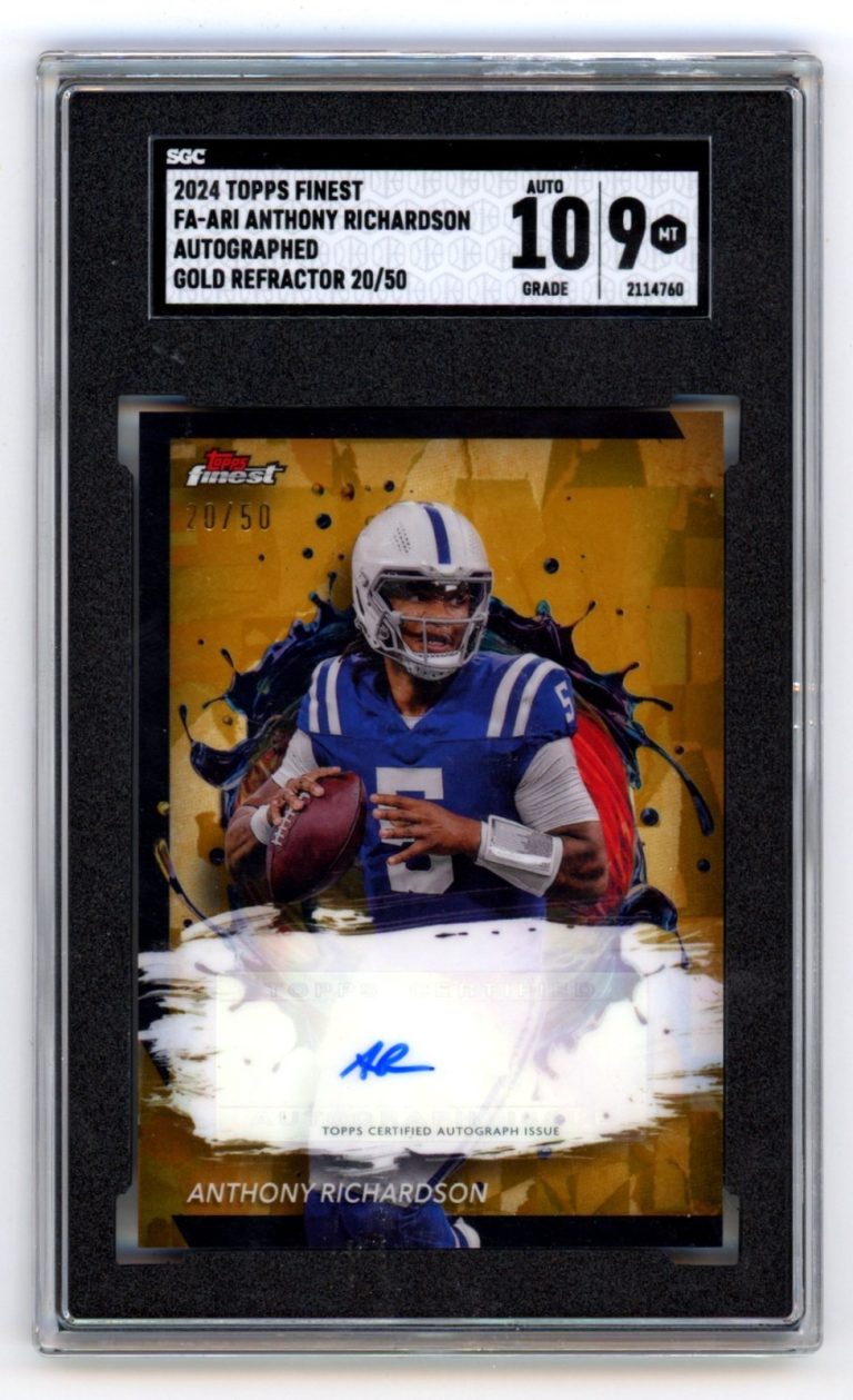 Anthony Richardson 2024 Topps Finest Gold Refractor Signed Auto #20/50 SGC 9 10