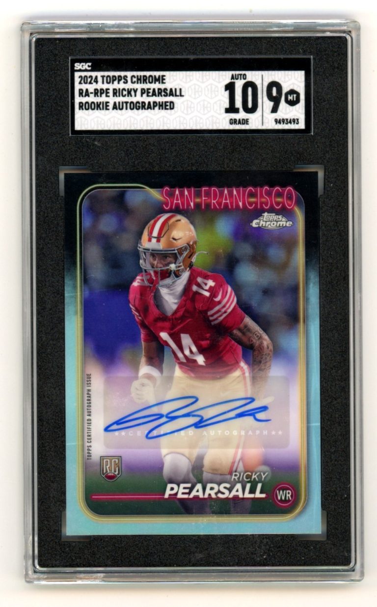 Ricky Pearsall 2024 Topps Chrome Refractor Signed Auto Rookie RC SGC 9 10 49ers