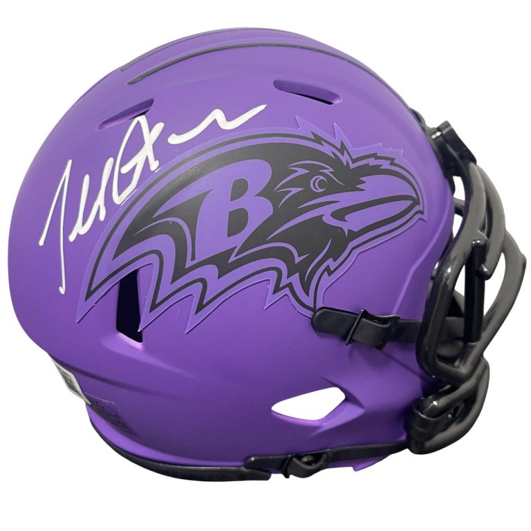 Terrell Suggs Signed Baltimore Ravens Rave Mini Helmet Beckett Witness BAS COA