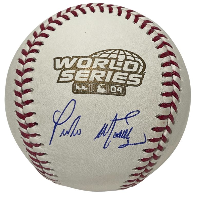Pedro Martinez Signed 2004 World Series WS Logo Baseball Beckett Witness BAS COA