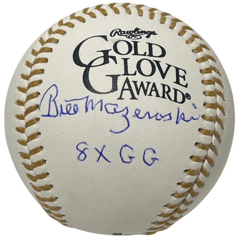 Bill Mazeroski Signed Gold Glove Baseball w/ 8x GG Beckett Witness BAS COA