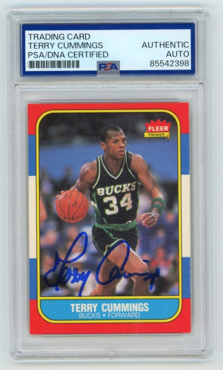 Terry Cummings 1986-87 Fleer #20 Rookie RC Signed PSA Authentic Auto Bucks