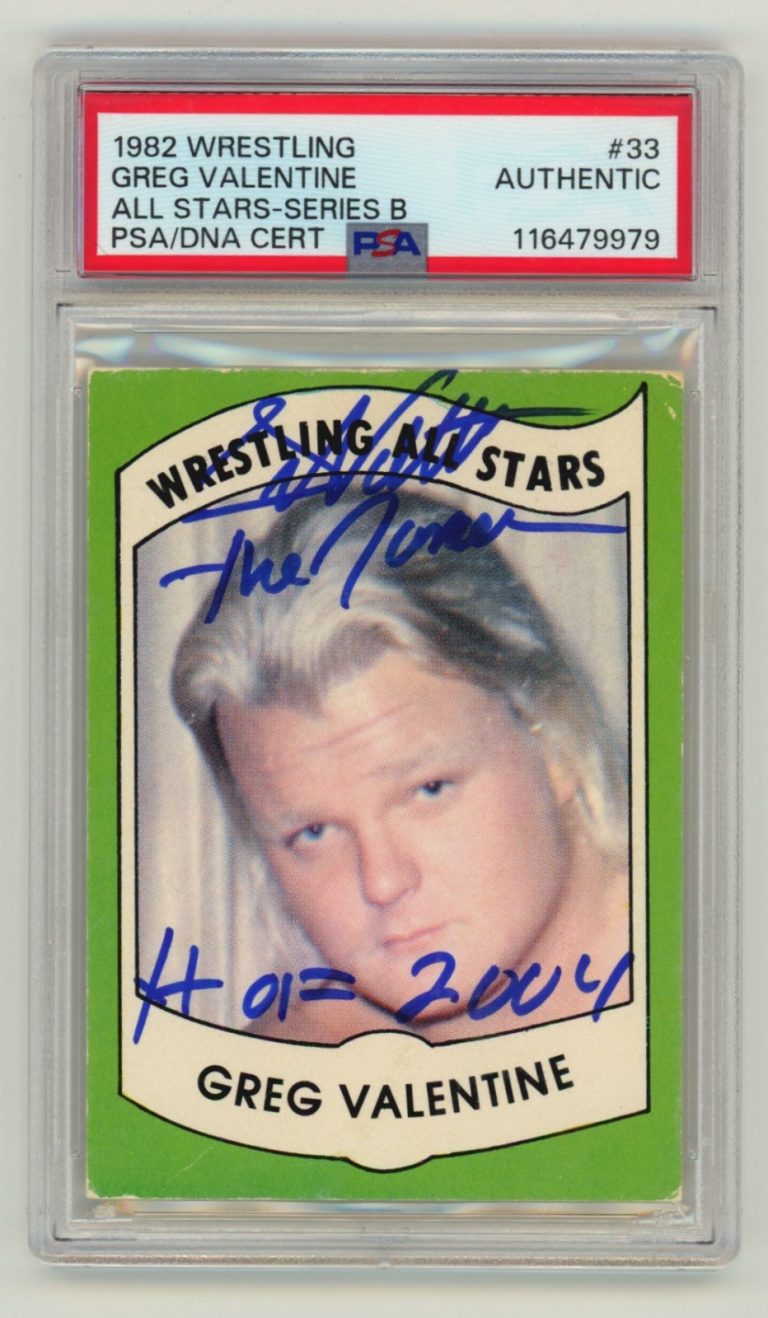 Greg Valentine 1982 Wrestling All Stars Series B Signed w/ Hammer + HOF PSA Auto