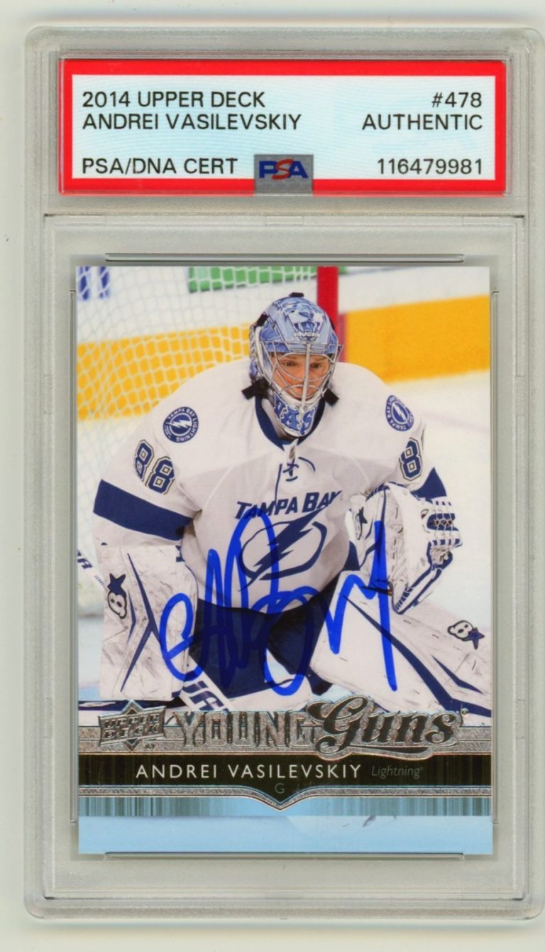 Andrei Vasilevskiy 2014-15 Upper Deck #478 Young Guns Signed Rookie RC PSA Auto