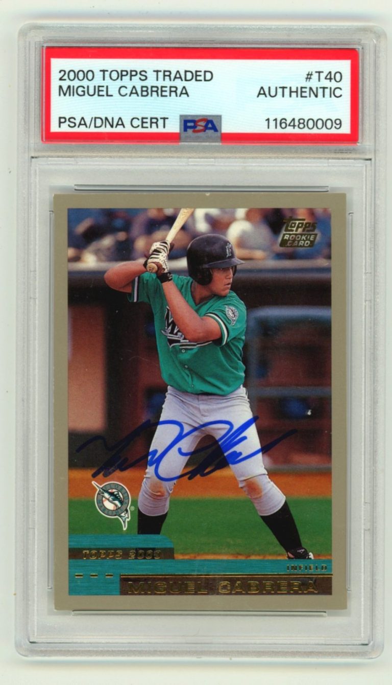 Miguel Cabrera 2000 Topps Traded T40 Signed Rookie RC PSA Authentic Auto Marlins