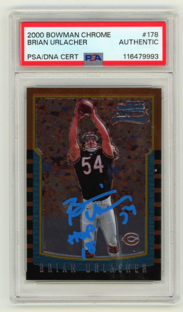 Brian Urlacher 2000 Bowman Chrome #178 Signed Rookie RC w/ HOF 18 PSA Auto