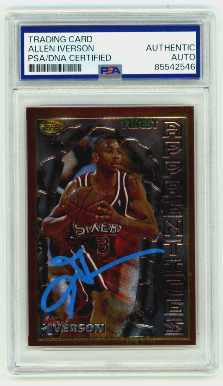 Allen Iverson 1996-97 Topps Finest #69 Signed Rookie RC PSA Authentic Auto Blue