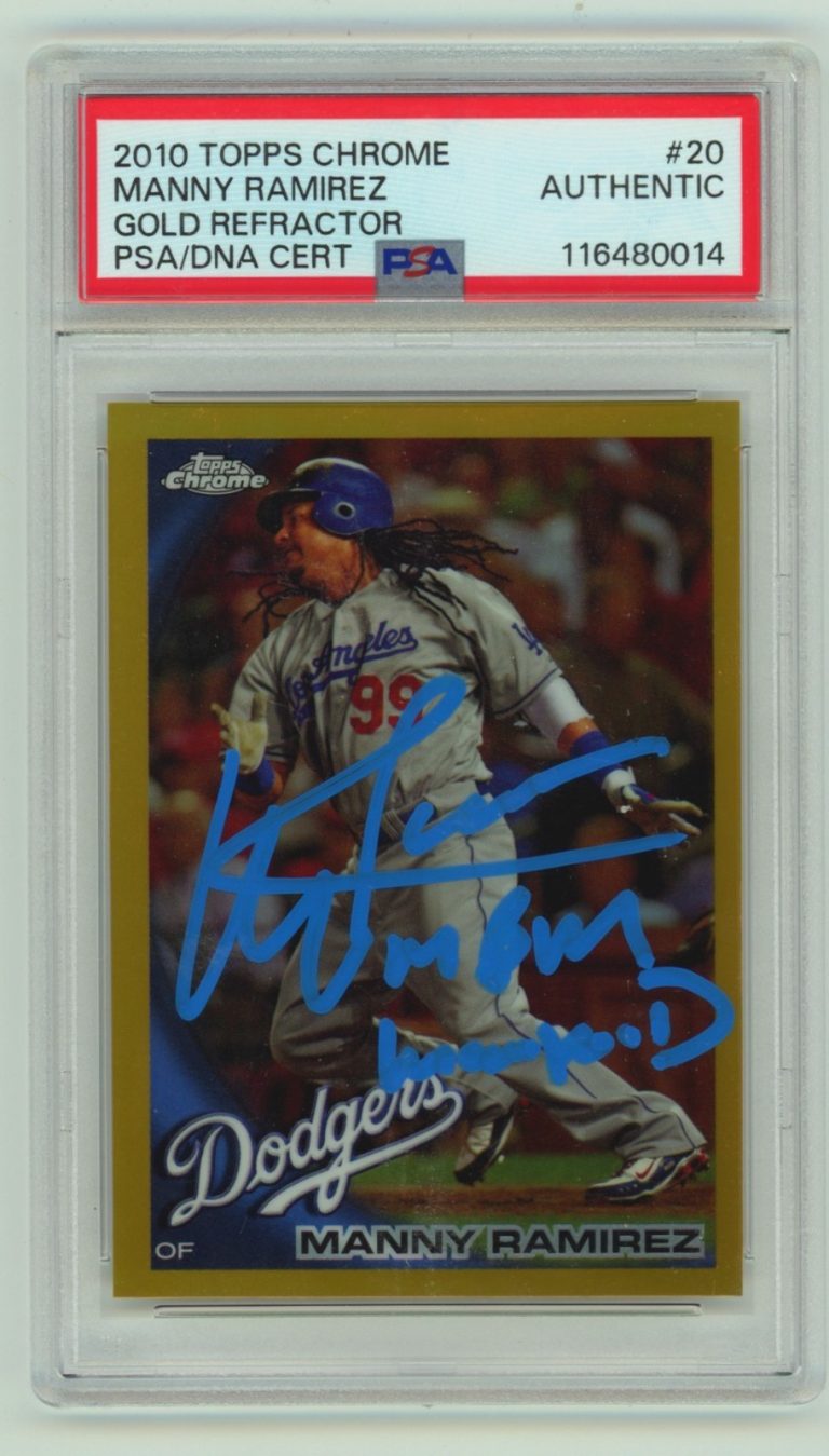 Manny Ramirez 2010 Topps Chrome Signed Gold Refractor /50 MBM Mannywood PSA Auto