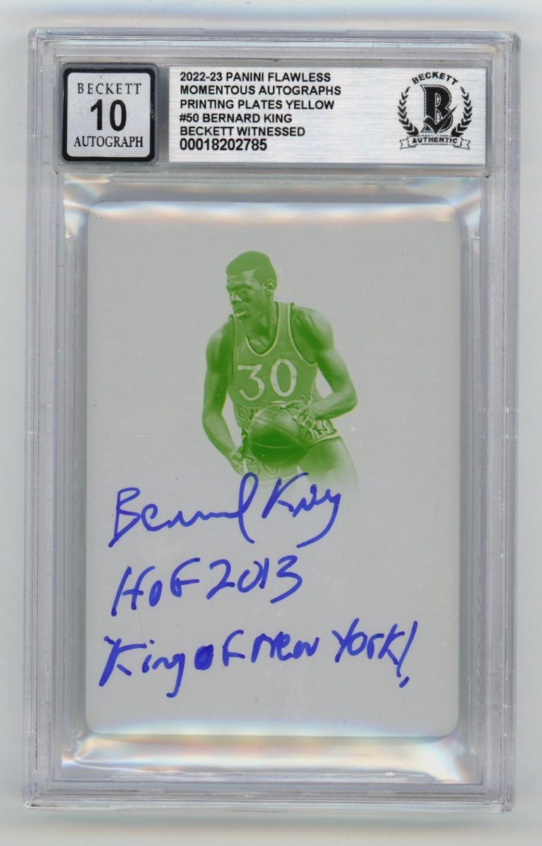 Bernard King 2022-23 Panini Flawless Printing Plate #1/1 Signed Insc BGS 10 Auto