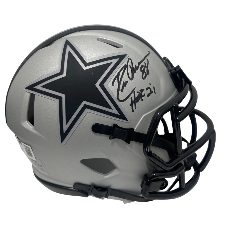 Drew Pearson Signed Cowboys Rave Mini Helmet w/ HOF 21 Beckett Witness BAS COA