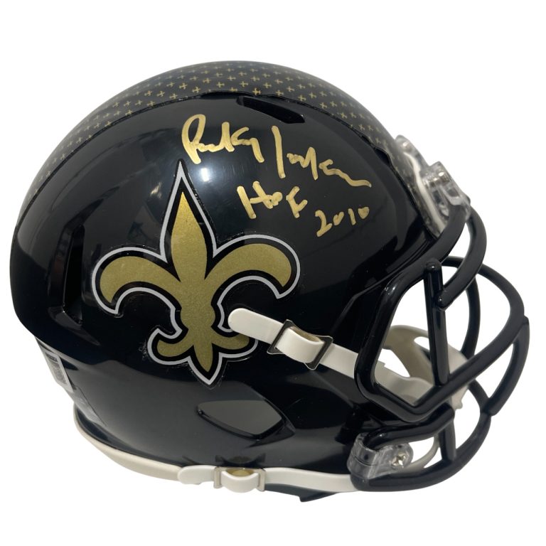 Rickey Jackson Signed Saints Alt Black Mini Helmet w/ HOF 2010 Beckett W BAS COA