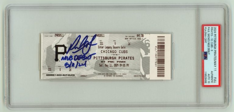 Paul Skenes Signed MLB Debut Ticket 5/11/2024 w/ Inscription PSA 10 Auto Pirates