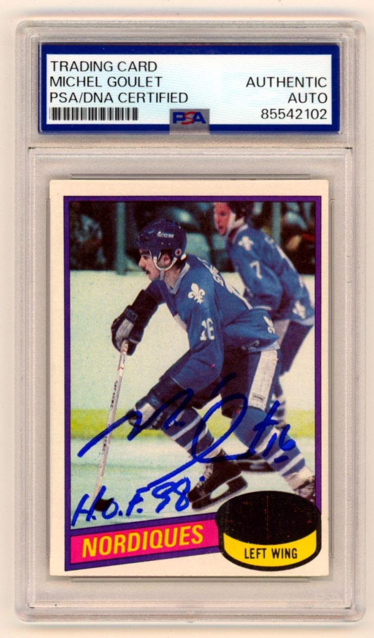 Michael Goulet 1980-81 Topps #67 Signed RC w/ HOF 98 Insc. PSA Authentic Auto