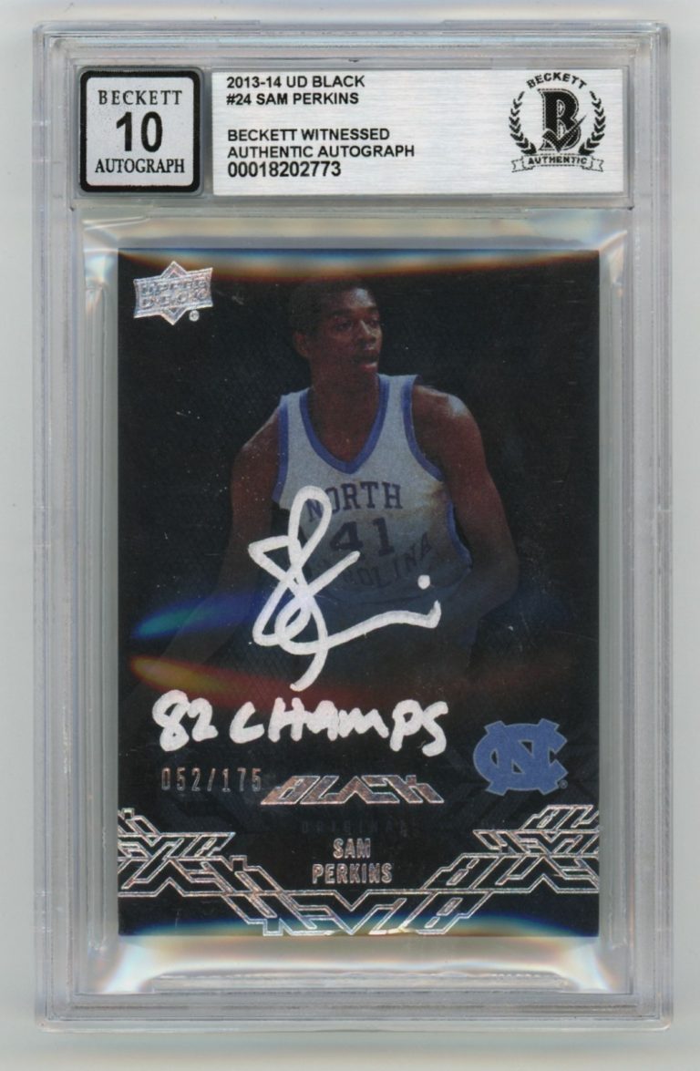 Sam Perkins 2013-14 UD Black #24 Signed w/ 82 Champs #/175 Beckett BGS 10 Auto
