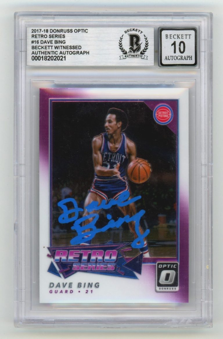 Dave Bing 2017-18 Donruss Optic #16 Retro Series Signed Beckett BGS 10 Auto