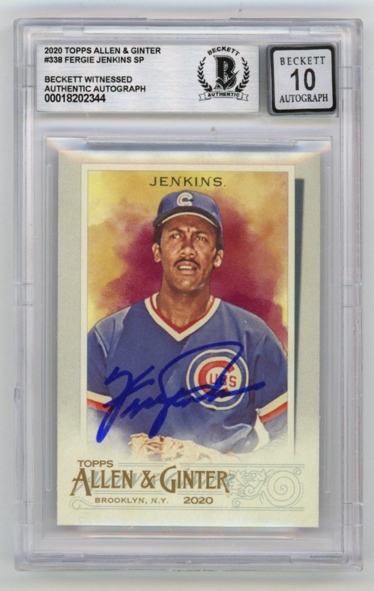 Fergie Jenkins 2020 Topps Allen & Ginter #338 SP Signed Beckett BGS 10 Auto