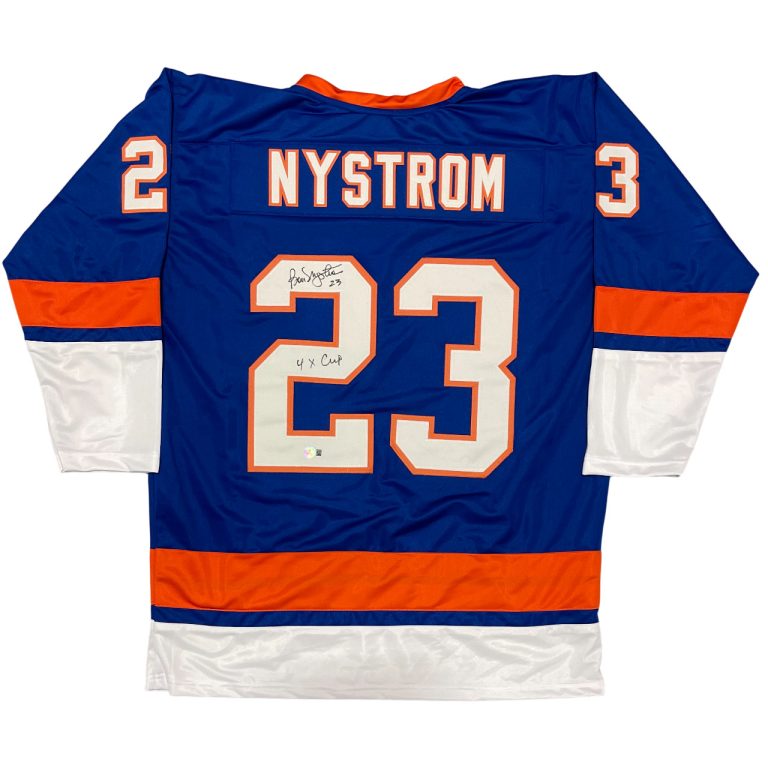 Bobby Nystrom Signed New York Islanders Custom Jersey w 4x Cup Beckett W BAS COA