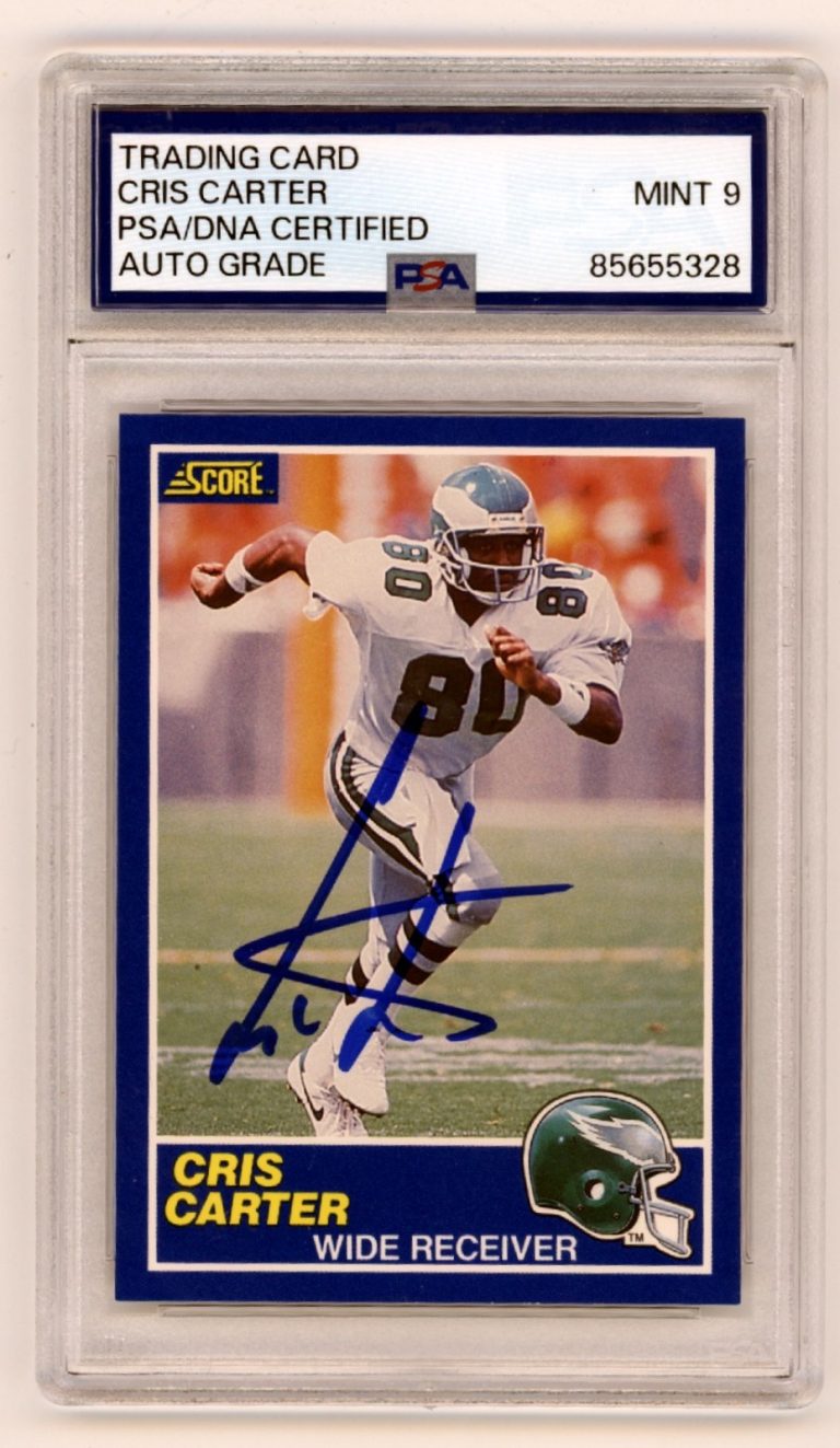 Cris Carter 1989 Score Football #72 Signed Rookie RC PSA 9 Auto Eagles Vikings