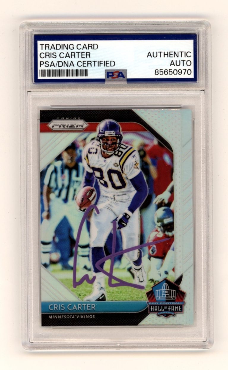 Cris Carter 2018 Panini Prizm Hall of Fame Silver Signed PSA Authentic Auto