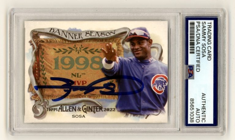 Sammy Sosa 2022 Topps Allen & Ginter #BS-20 Banner Season 1998 Signed PSA Auto
