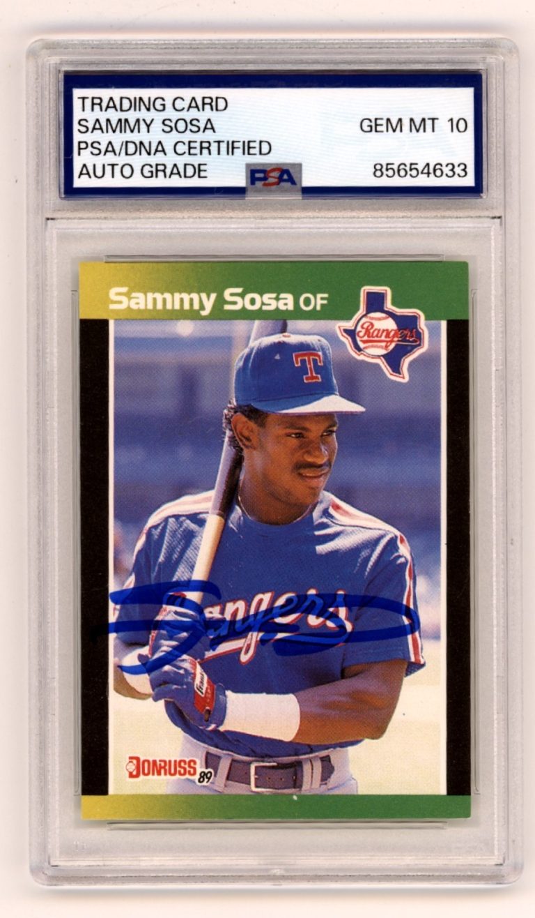 Sammy Sosa 1989 Donruss Baseball's Best 324 Signed Rookie RC PSA 10 Auto Rangers