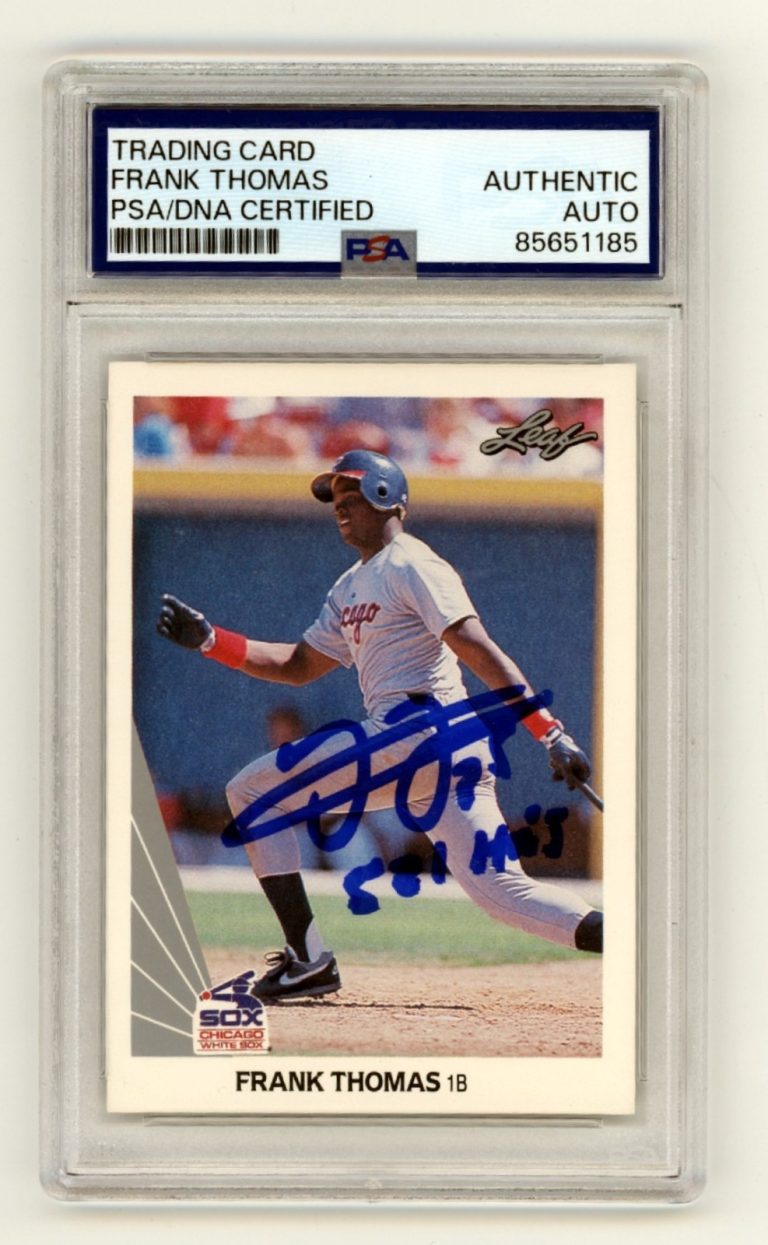 Frank Thomas 1990 Leaf #300 Signed Rookie RC w/ 521 HR's Insc PSA Authentic Auto