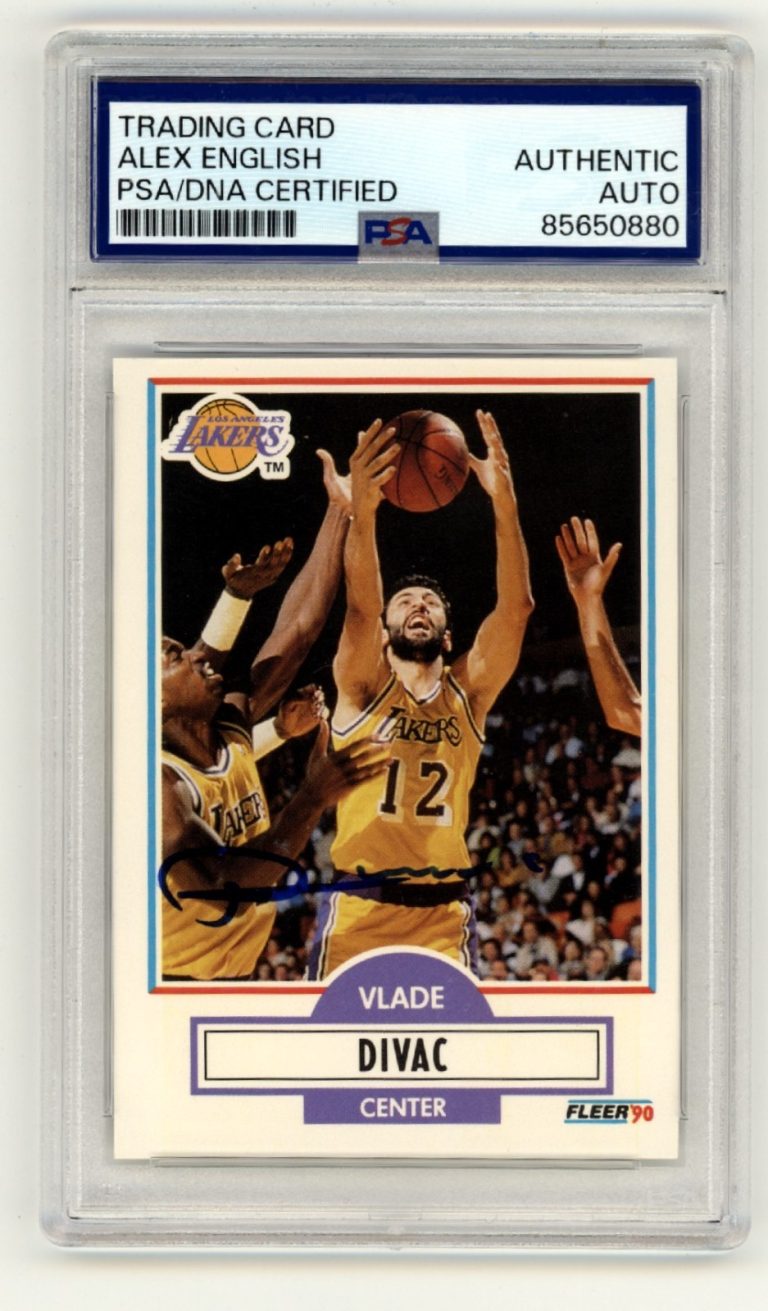 Vlade Divac 1990-91 Fleer #91 Signed Rookie RC PSA Authentic Auto LA Lakers