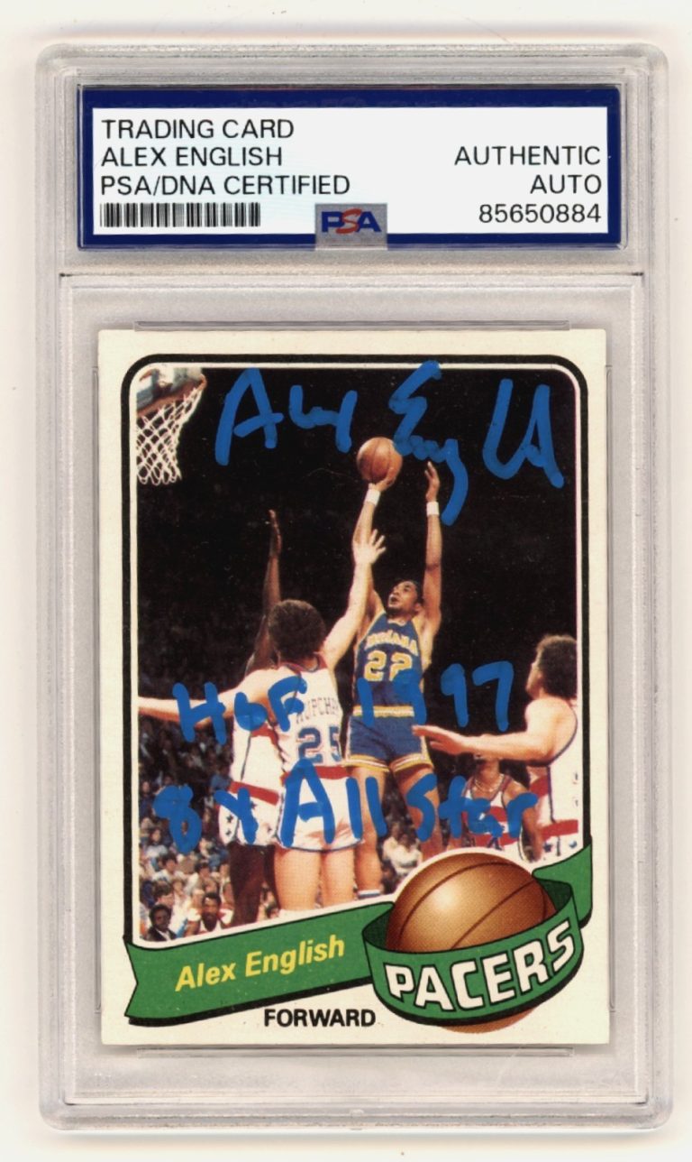 Alex English 1979-80 Topps #31 Signed Rookie RC w/ 2 Ins. PSA Authentic Auto HOF