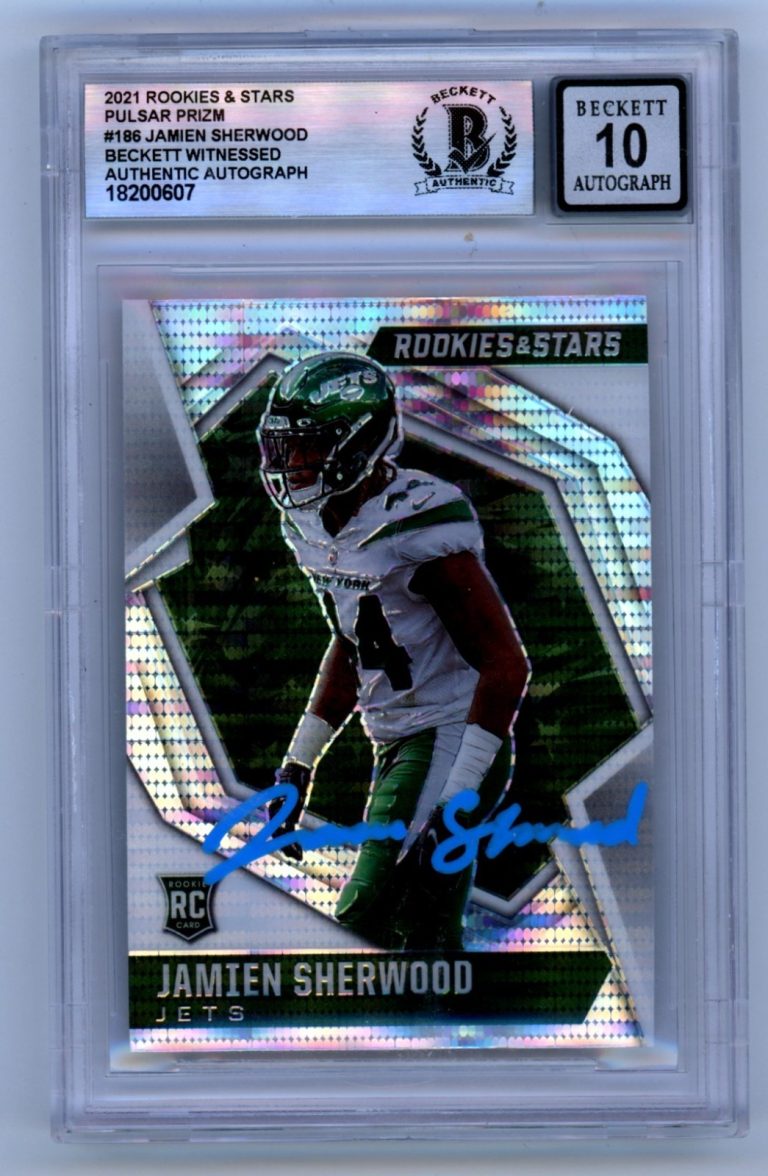 Jamien Sherwood 2021 Rookies & Stars #186 Pulsar Prizm RC Signed BGS 10 Auto