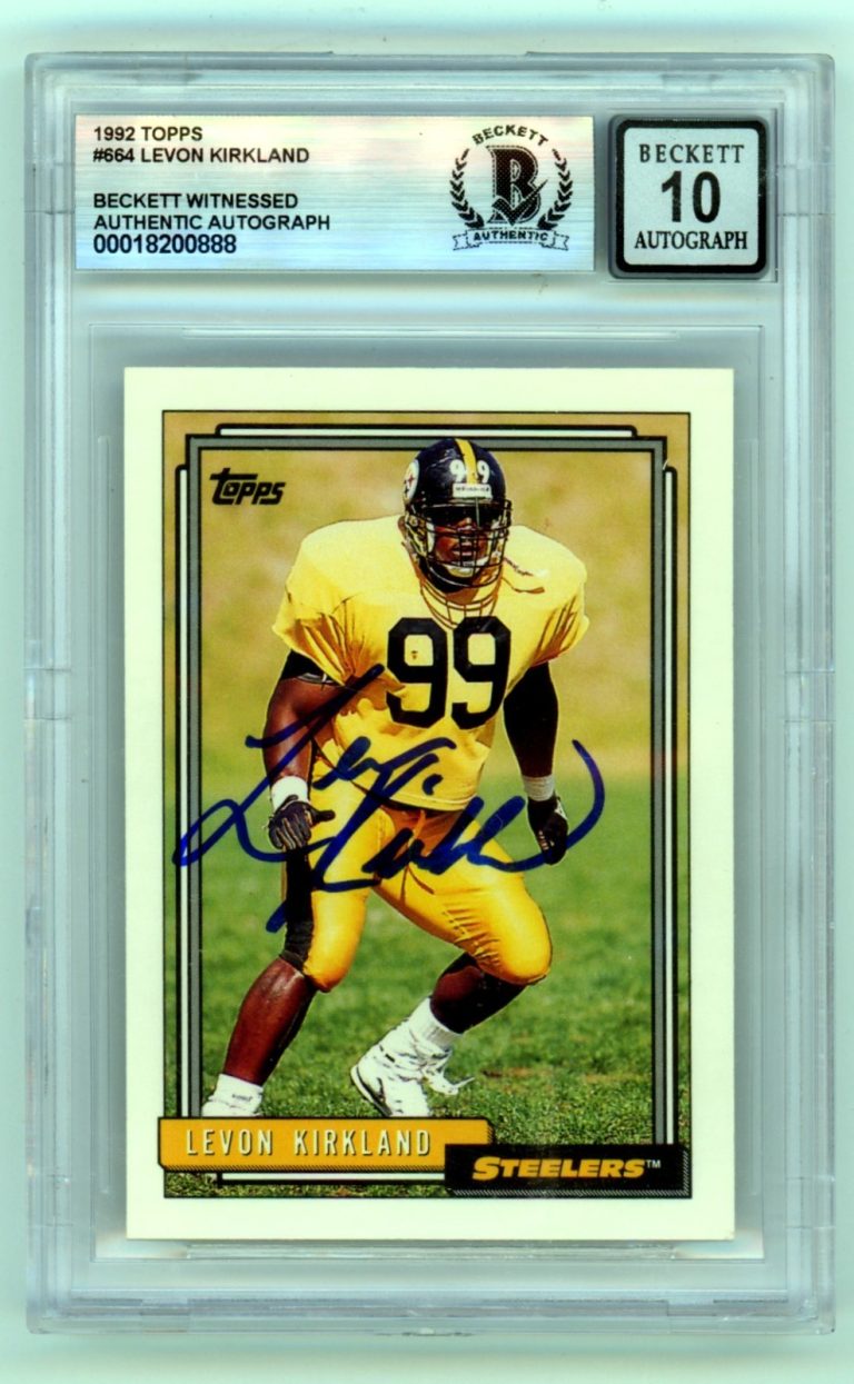 Levon Kirkland 1992 Topps #664 Signed Rookie RC Beckett BGS 10 Auto Steelers