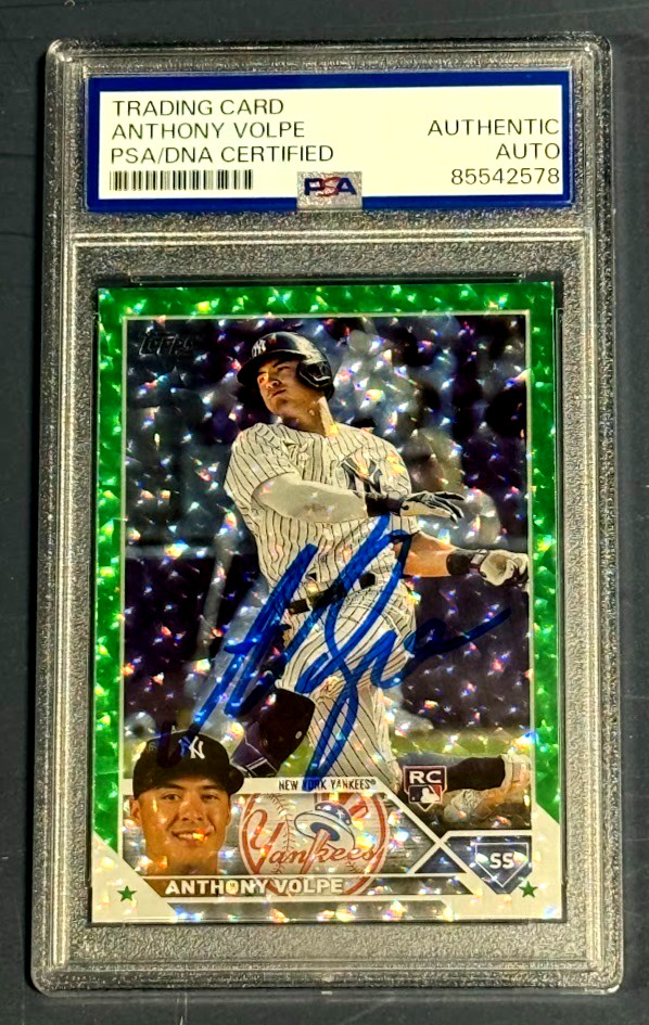 Anthony Volpe 2023 Topps Series 2 460 Green Foilboard RC /499 PSA Authentic Auto