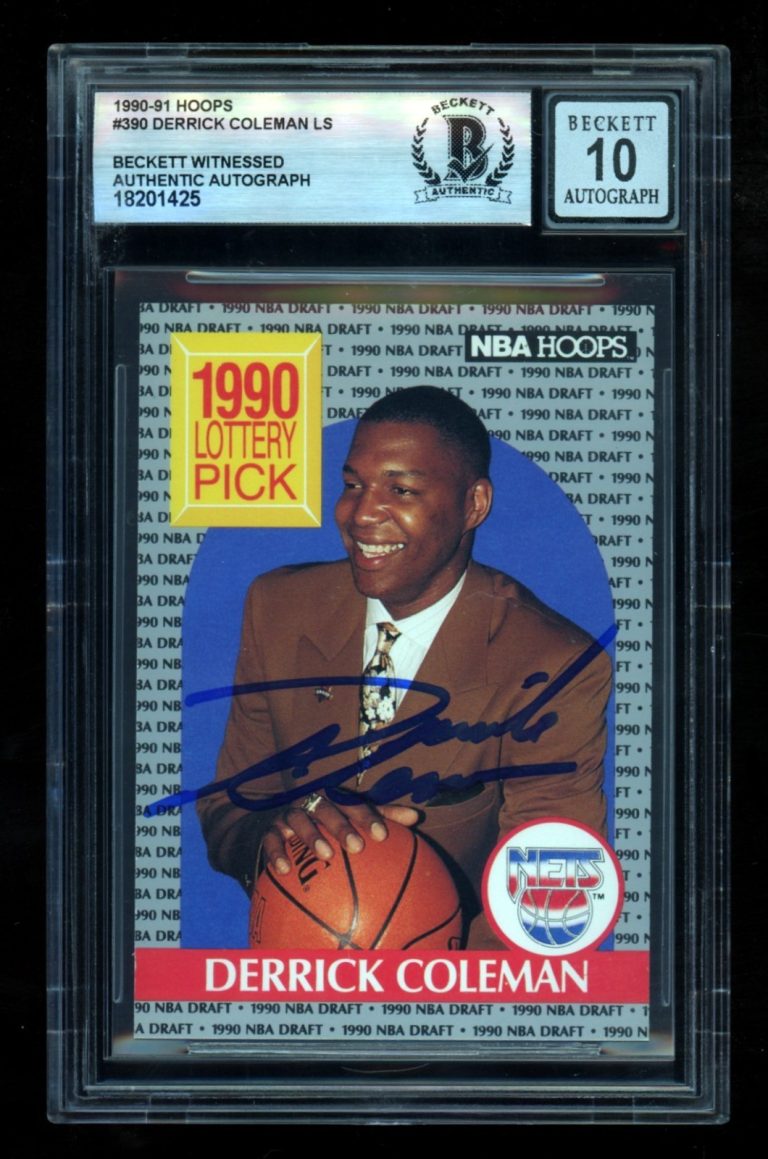Derrick Coleman 1990-91 Hoops #390 Signed Rookie RC Beckett BGS BAS Auto Nets