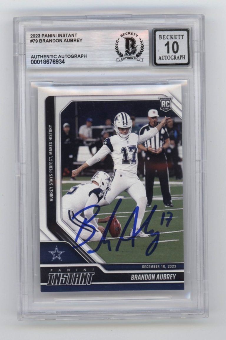 Brandon Aubrey 2023 Panini Instant #79 /612 Rookie RC Signed BGS 10 Auto Cowboys
