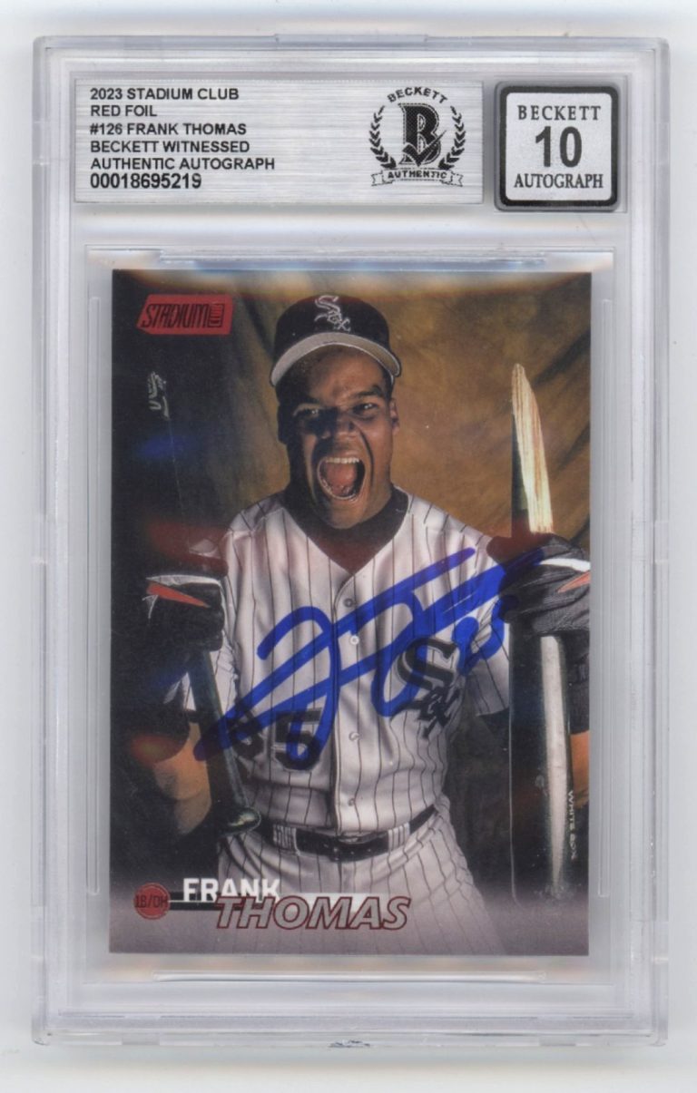 Frank Thomas 2023 Stadium Club 126 Red Foil Signed Beckett BGS 10 Auto White Sox