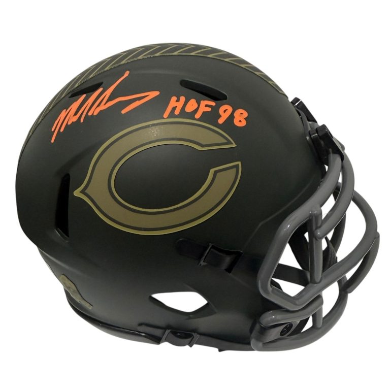 Mike Singletary Signed Bears Salute to Service 25 Mini Helmet w/ HOF 98 JSA COA