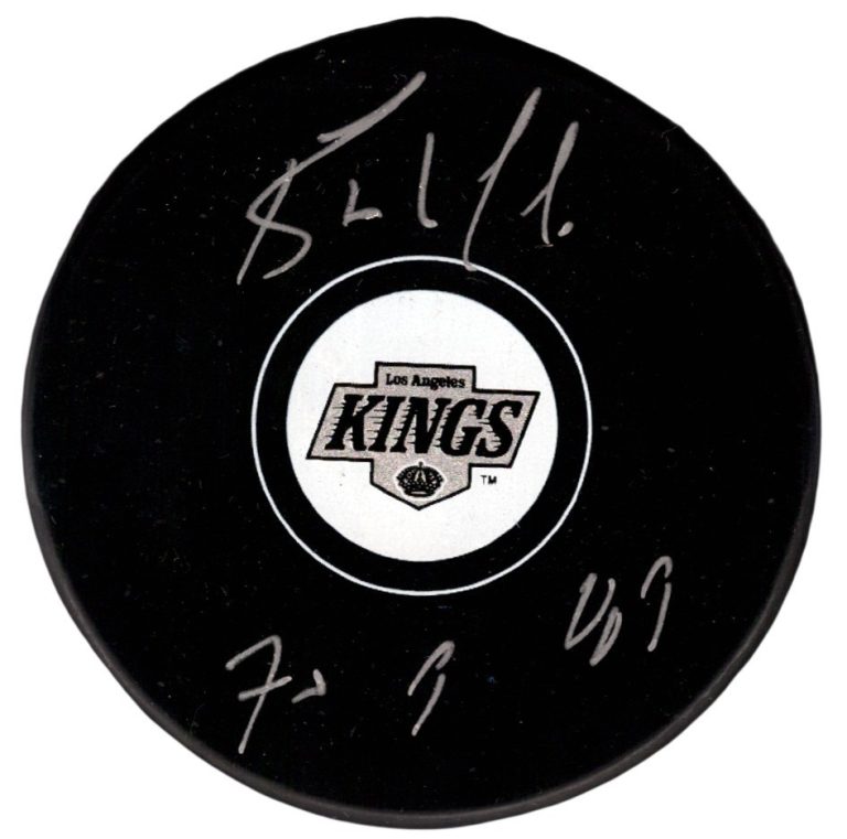 Bernie Nicholls Signed Los Angeles Kings Logo Puck w 70 Goals 89 JSA Witness COA