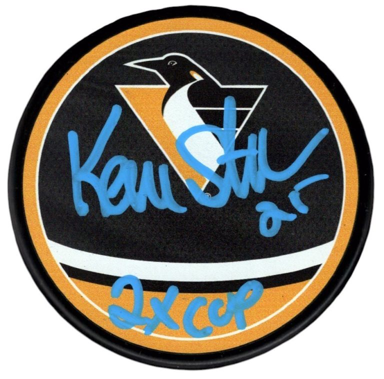 Kevin Stevens Signed Penguins Reverse Retro Puck w/ 2x Cup  Insc JSA Witness COA