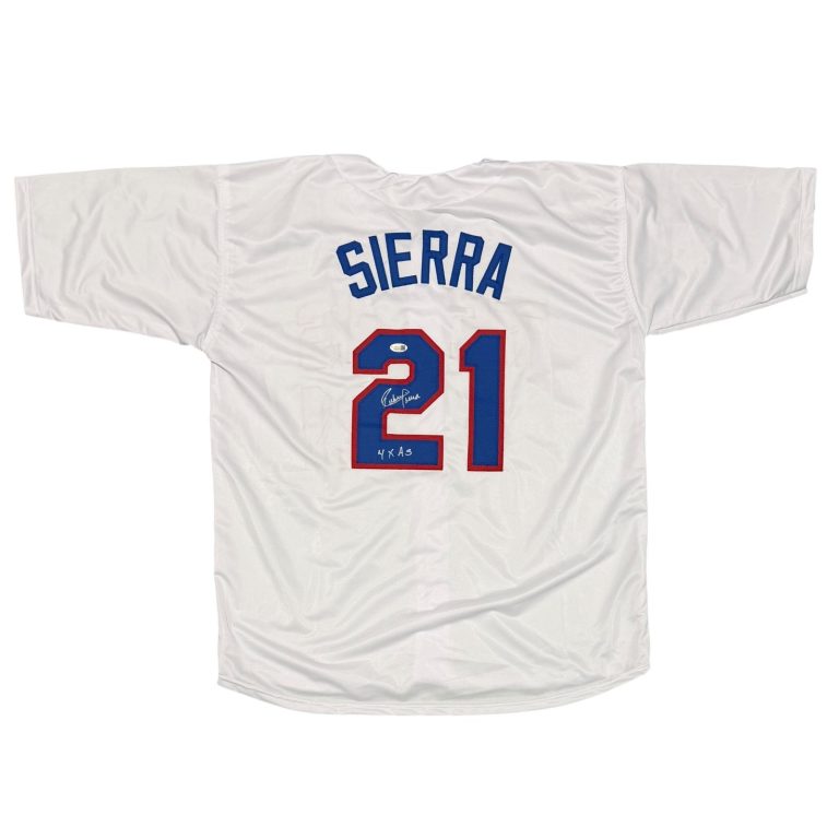 Ruben Sierra Signed Texas Rangers Custom Jersey w/ 4x AS Insc. JSA Witness COA W