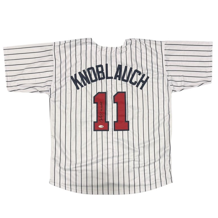 Chuck Knoblauch Signed Minnesota Twins Custom Jersey w/ 91 AL ROY JSA Wit COA W