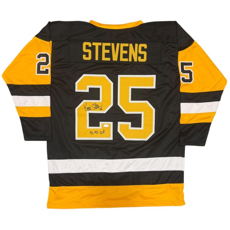Kevin Stevens Signed Pittsburgh Penguins Custom Jersey w 91-92 Cup JSA Wit COA B