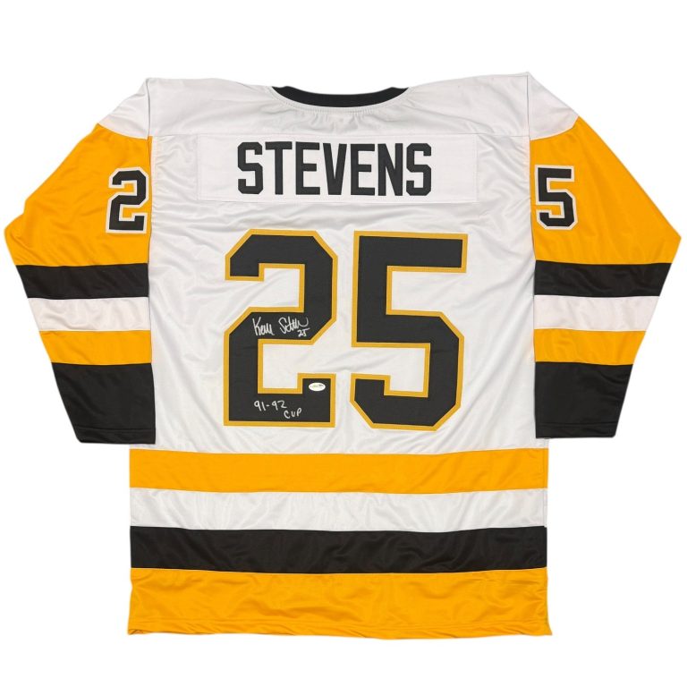 Kevin Stevens Signed Pittsburgh Penguins Custom Jersey w 91-92 Cup JSA Wit COA W