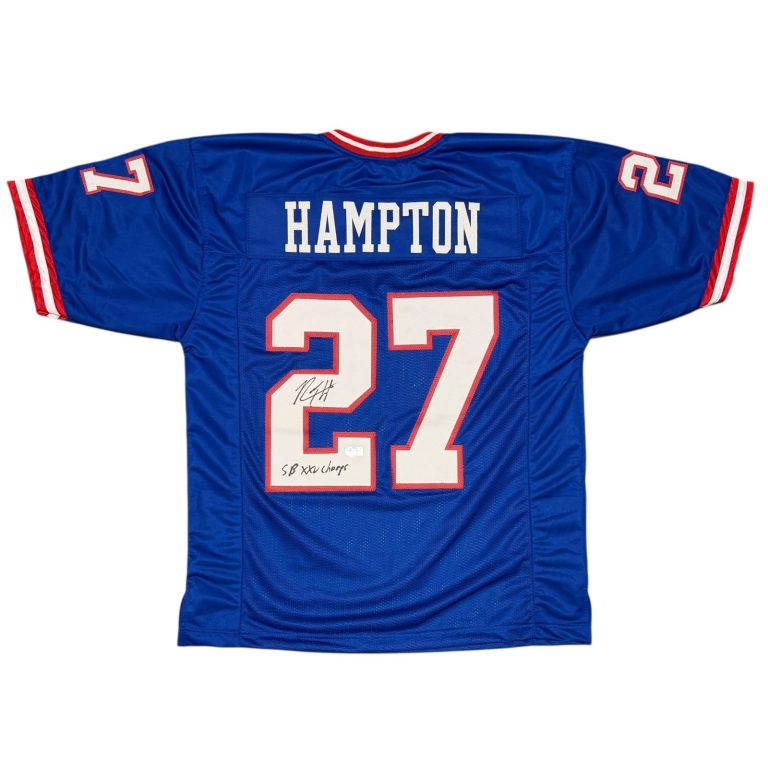 Rodney Hampton Signed Giants Custom Jersey w/ SB XXV Champs Beckett Wit BAS COA