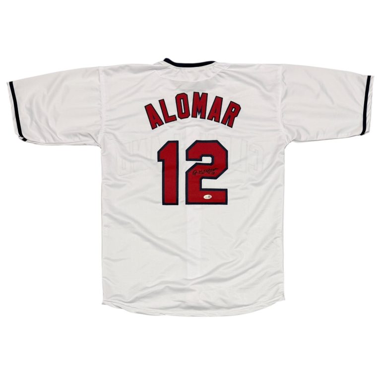 Roberto Alomar Signed Cleveland Indians Custom White Jersey JSA Witness COA